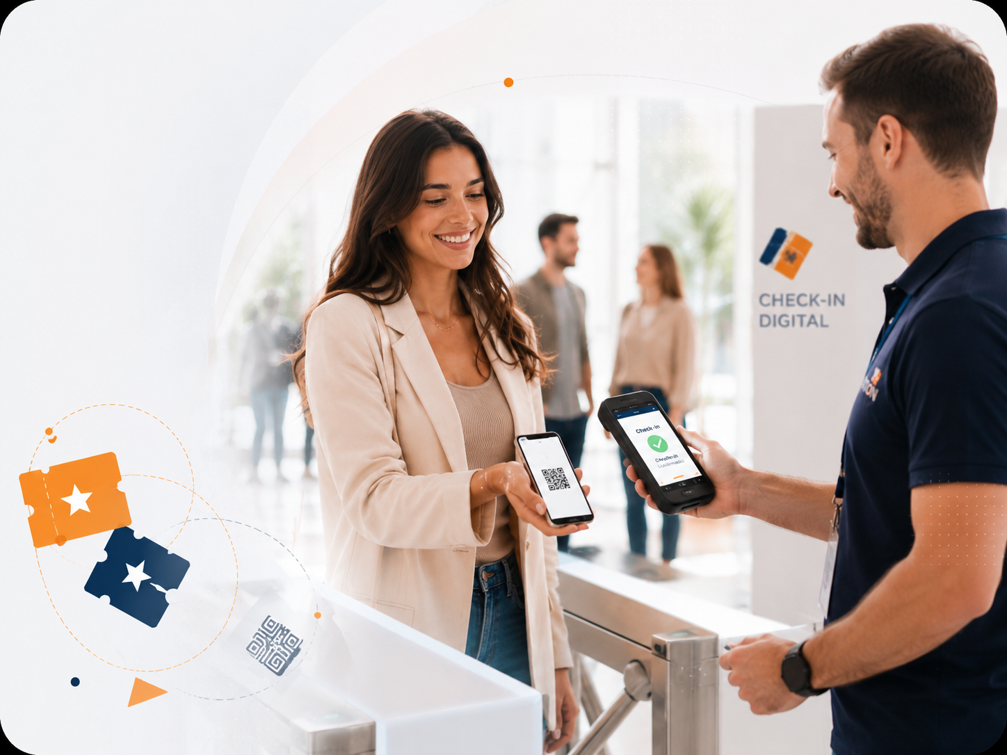 Check-in digital com QR Code em evento pela Tickiton